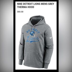 Nike Men’s Size Small NFL Detroit Lions Hoodie | Therma Hood | Gray